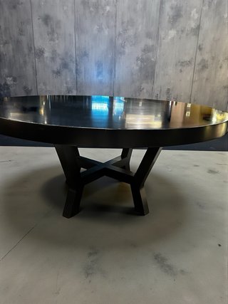 Mesa redonda grande madera lacada negro