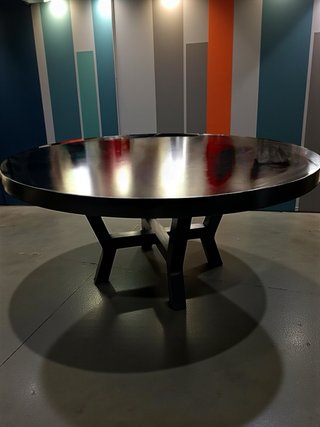 Mesa redonda grande madera lacada negro