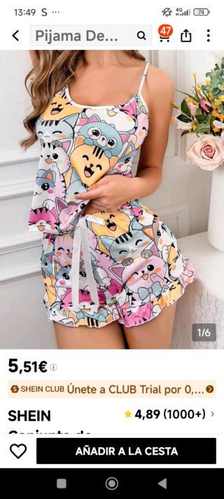 Conjunto Pijama Gatos Talla S SHEIN