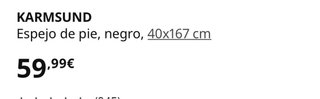 Espejo de pie Ikea negro