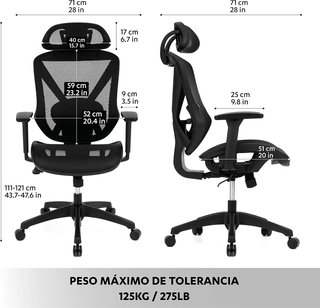 Silla ergonómica oficina malla premium regulable