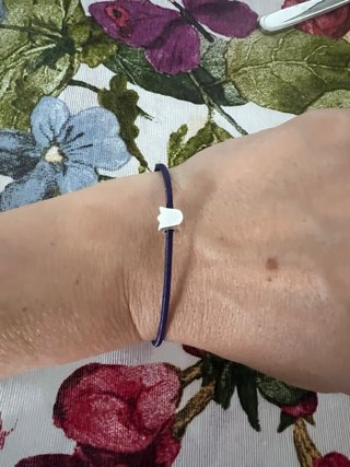 Pulsera Tous azul con charm plateado