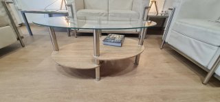 Mesa de centro cristal y madera, 2 ud. PC ud