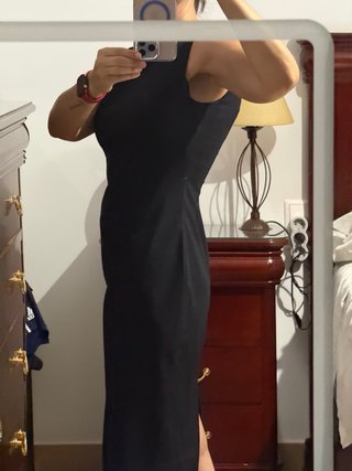 Vestido midi negro mujer