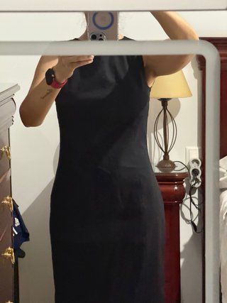 Vestido midi negro mujer