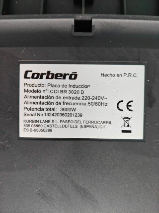 Placa Inducción Corberó 2 Fogones