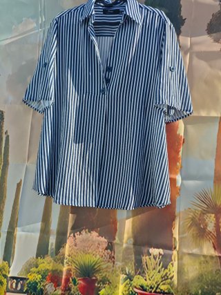 Blusa Rayas Azul y Blanco