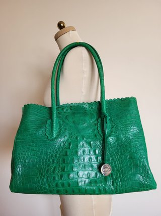 Borsa shopper Furla verde smeraldo coccodrillo