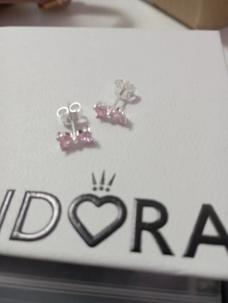 Pendientes Lazo Rosa Pandora Plata