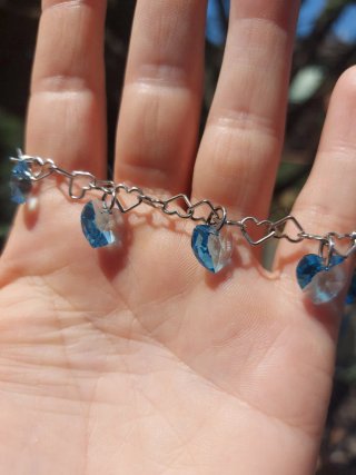 Bracciale Cuore Cristallo Azzurro Argento 925