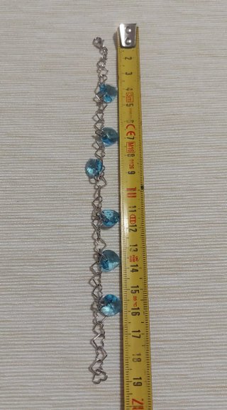 Bracciale Cuore Cristallo Azzurro Argento 925