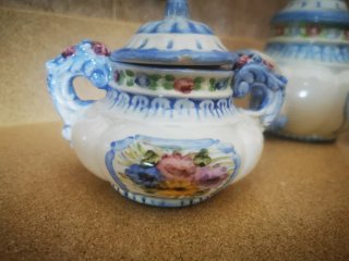 Juego de té o café porcelana azul y blanco
