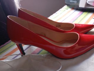 Zapatos de salón rojos tacón talla 37