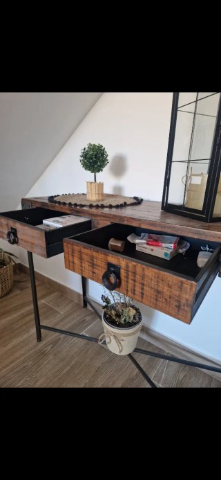 Consola recibidor madera y metal