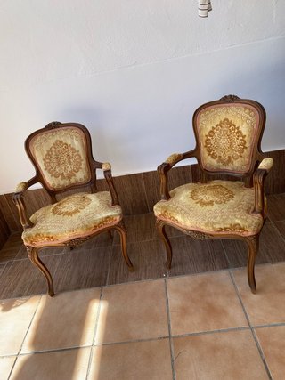 Pareja Sillas Luis XV Madera y Tela