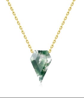 Collar Mineral Natural 925 Oro y Verde