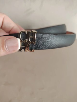 Cinturón CH de Carolina Herrera Negro y Dorado