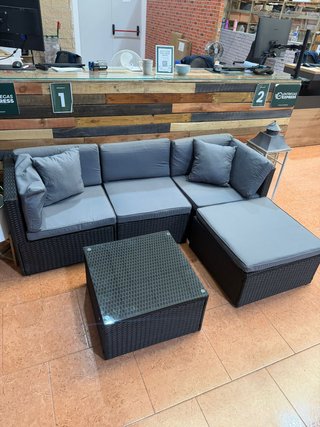 Conjunto Terraza Ratán Negro y Gris
