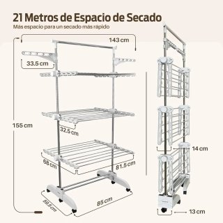 Tendedero Vertical Plegable 5 Niveles 40 kg