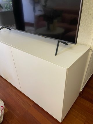 Mueble de salón madera y cristal