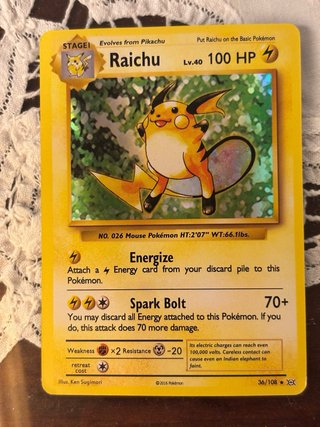 CARTA POKEMON - RAICHU - HOLOGRÁFICO