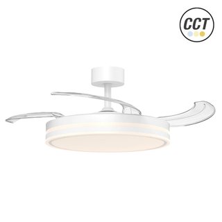 Ventilador de techo moderno blanco y cristal