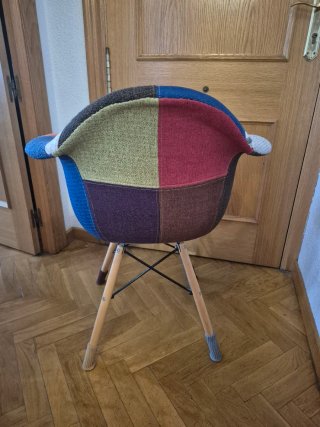 Pack 4 Sillas Patchwork Tela y Madera