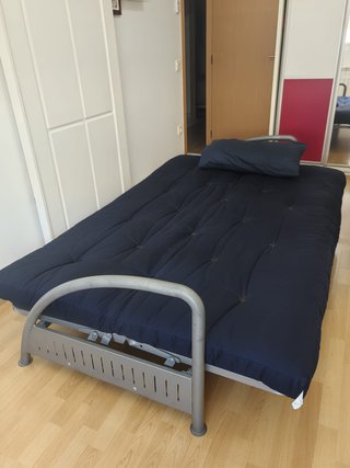 Sofá Cama Azul y Gris
