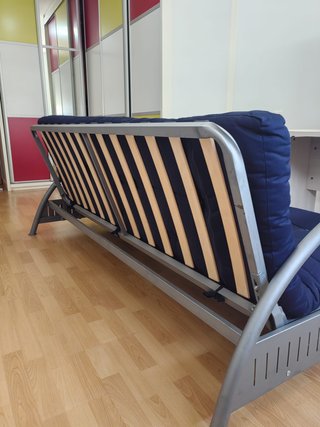 Sofá Cama Azul y Gris