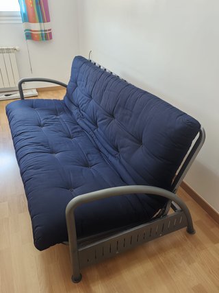 Sofá Cama Azul y Gris