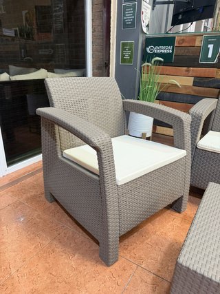 Conjunto Terraza Ratán Beige/Marrón