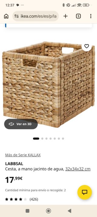 Cestas de mimbre Labbsal para Kallax (2 unidades)