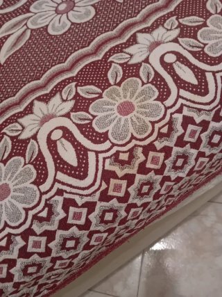 Copriletto matrimoniale vintage bordò e bianco