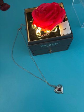 Rosa Preservada con Collar Corazón