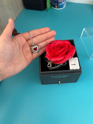 Rosa Preservada con Collar Corazón