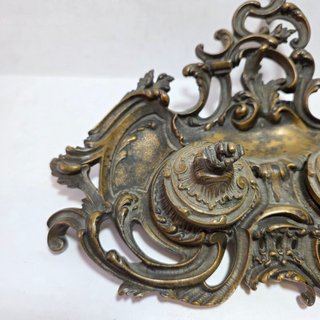 Antico Calamaio Doppio in Bronzo Patinato XIX Sec.