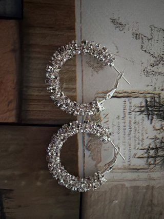 Pendientes Aro Brillantes Plateados
