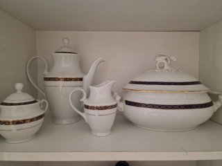 Jarra café, lechera, azucarera porcelana