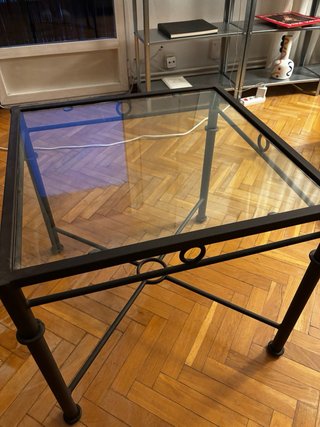 Mesa de centro cristal y metal