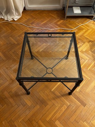 Mesa de centro cristal y metal