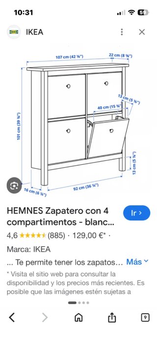 Zapatero Ikea Beige/Marrón