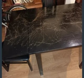 Mesa madera efecto mármol extensible desmontable