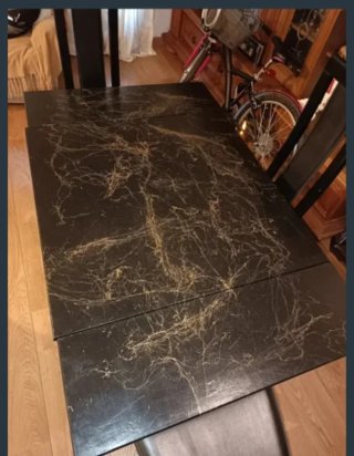 Mesa madera efecto mármol extensible desmontable