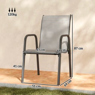 Juego de 6 sillas de malla para jardín metal gris