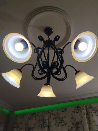 Dos Lámparas de salón cristal y metal