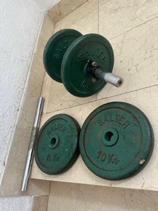 Pesas Salter 10 Kg x2 + Barra y de 5kg