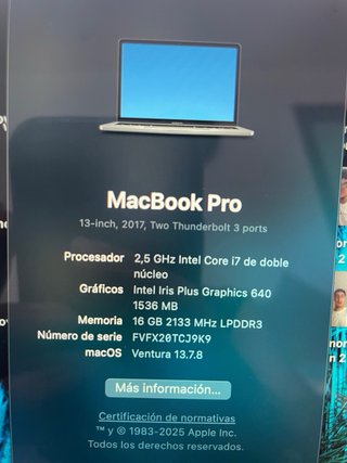 Macbook Pro 13” 2017 Plata