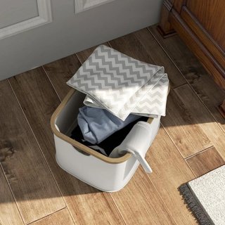 Cesto de la Ropa Sucia Plegable 36L con Asas Crema