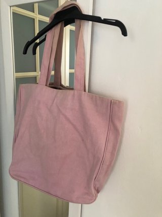 Bolso Tote Rosa Lona Pedrería Bordado