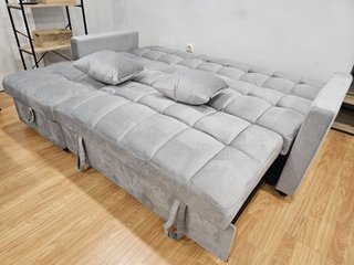 Sofá Cama Chaise Longue Gris con Arcón
